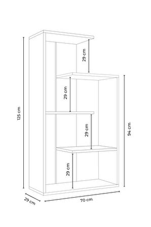 Luma Kitaplık Beyaz Meşe