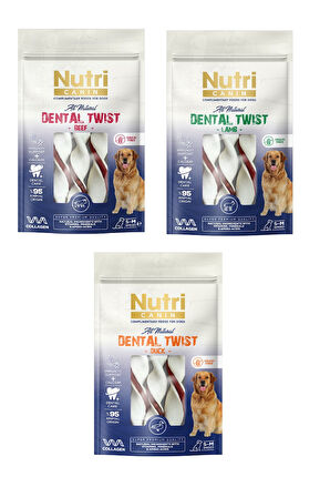 Nutri Canin Dental Twist 3 Çeşit Karma S-M Irk İçin Köpek Ödülü 80 Gr. X 3 Adet