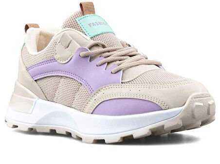 LAMBIRLENT 9927 Bayan Sneaker Spor Ayakkabı KREM_KUM_LİLA