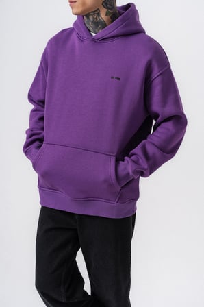 Erkek Respire Yazı Detaylı Kapüşonlu Basic Oversize Hoodie Lila