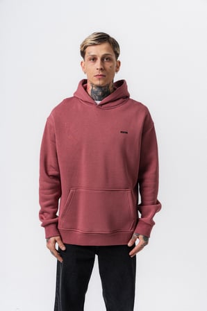 Erkek Respire Yazı Detaylı Kapüşonlu Basic Oversize Hoodie Gül