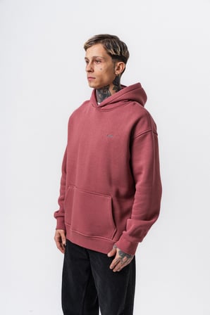 Erkek Respire Yazı Detaylı Kapüşonlu Basic Oversize Hoodie Gül