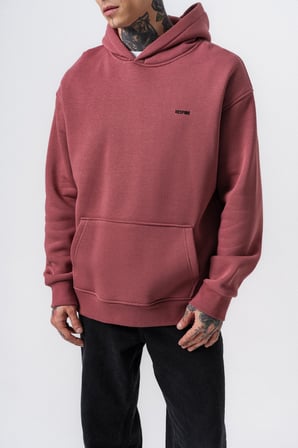 Erkek Respire Yazı Detaylı Kapüşonlu Basic Oversize Hoodie Gül