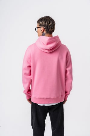 Erkek Respire Yazı Detaylı Kapüşonlu Basic Oversize Hoodie Pembe