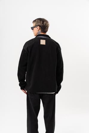 Erkek Zip Oversize Polar Ceket Siyah