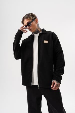 Erkek Zip Oversize Polar Ceket Siyah