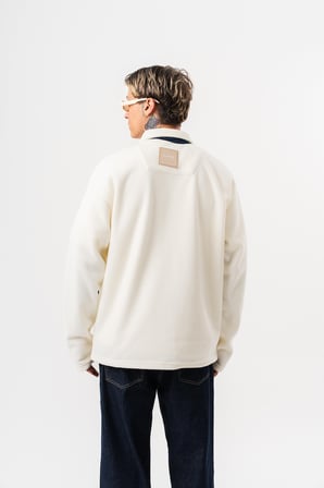 Erkek Zip Oversize Polar Ceket Ekru