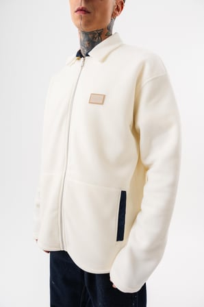Erkek Zip Oversize Polar Ceket Ekru