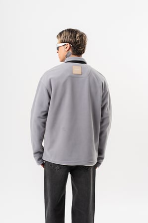 Erkek Zip Oversize Polar Ceket Gri