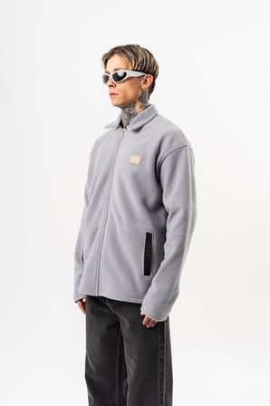 Erkek Zip Oversize Polar Ceket Gri