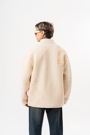 Erkek ABSTD Zip Oversize Teddy Ceket Ekru