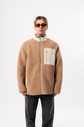 Erkek Zip Oversize Teddy Ceket Kahve
