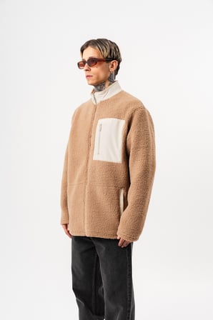 Erkek Zip Oversize Teddy Ceket Kahve