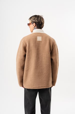 Erkek Zip Oversize Teddy Ceket Kahve