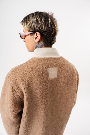 Erkek Zip Oversize Teddy Ceket Kahve