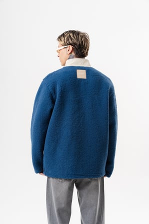 Erkek Zip Oversize Teddy Ceket Lacivert
