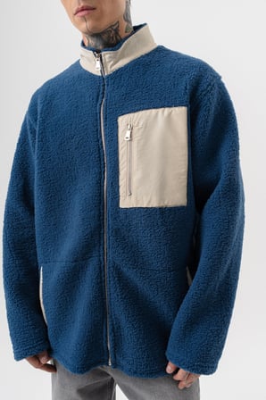 Erkek Zip Oversize Teddy Ceket Lacivert