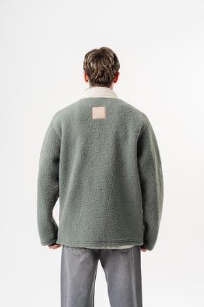 Erkek Zip Oversize Teddy Ceket Yeşil