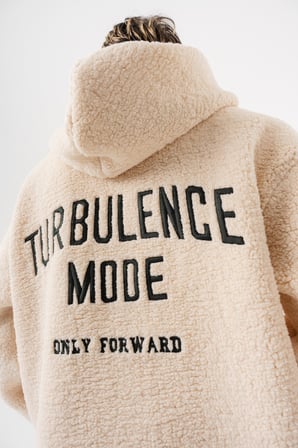 Erkek Yarım Fermuarlı Kapüşonlu Oversize Peluş Hoodie Ekru