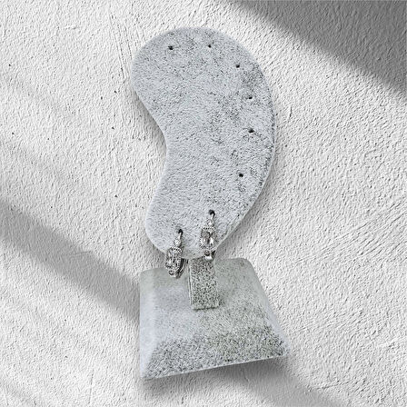 Baget Taşlı Minimal Kadın Çelik Küpe Gümüş Renk 