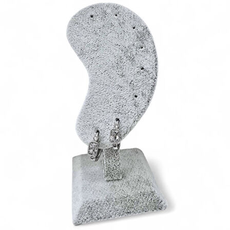 Baget Taşlı Minimal Kadın Çelik Küpe Gümüş Renk 