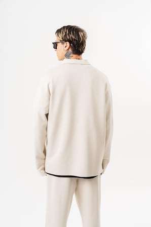 Erkek Yarım Fermuarlı Modal Sweatshirt Ekru