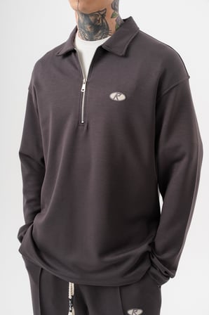Erkek Yarım Fermuarlı Modal Sweatshirt Füme