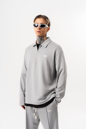 Erkek Yarım Fermuarlı Modal Sweatshirt Gri