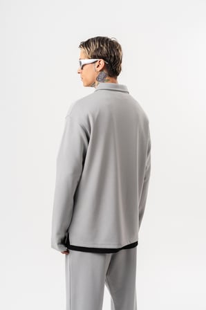 Erkek Yarım Fermuarlı Modal Sweatshirt Gri