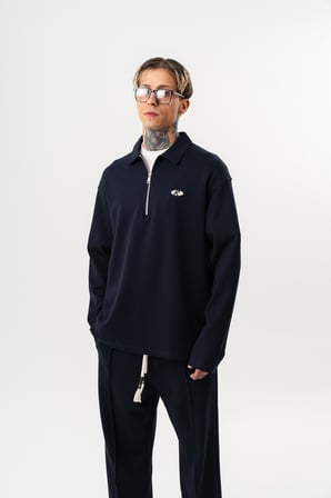 Erkek Yarım Fermuarlı Modal Sweatshirt Lacivert