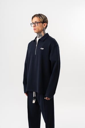 Erkek Yarım Fermuarlı Modal Sweatshirt Lacivert
