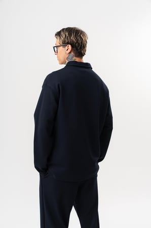 Erkek Yarım Fermuarlı Modal Sweatshirt Lacivert