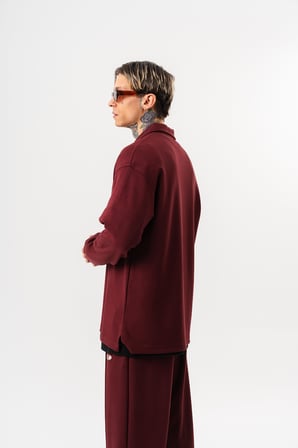 Erkek Yarım Fermuarlı Modal Sweatshirt Vişne