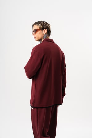 Erkek Yarım Fermuarlı Modal Sweatshirt Vişne