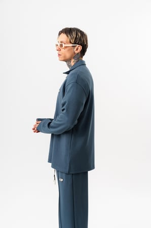 Erkek Yarım Fermuarlı Modal Sweatshirt Petrol