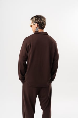 Erkek Yarım Fermuarlı Modal Sweatshirt Kahve
