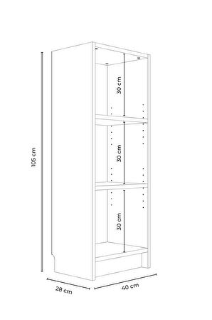 Bili Kitaplık 3 Raflı  Çok Amaçlı Ofis Salon Çalışma Odası Kütüphane Rafı Beyaz
