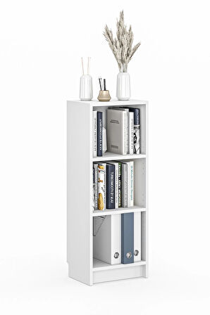 Bili Kitaplık 3 Raflı  Çok Amaçlı Ofis Salon Çalışma Odası Kütüphane Rafı Beyaz