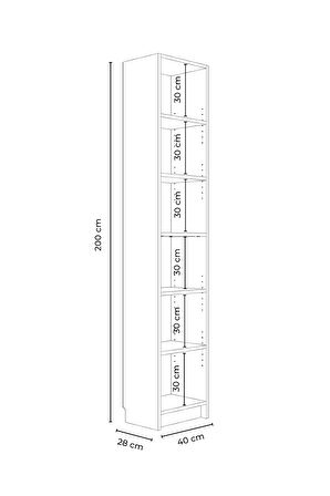 Bili Kitaplık 5 Raflı Dar Çok Amaçlı Ofis Salon Kitap Dosya Rafı Beyaz