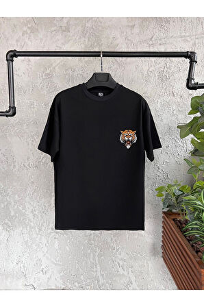 Aslan Baskılı Siyah Erkek Tshirt