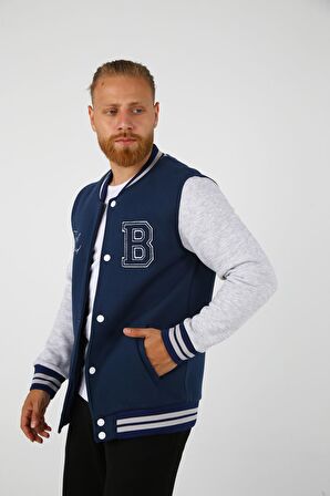 BRG İndigo-Melanj Erkek Kolej Regular Fit Ceket