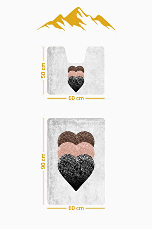 Modern Desenli Dijital Baskı 3’lü Banyo Paspas Takımı Yıkanabilir Kaymaz Tabanlı Klozet Takımı KLZ0001