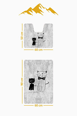 Modern Desenli Dijital Baskı 3’lü Banyo Paspas Takımı Yıkanabilir Kaymaz Tabanlı Klozet Takımı KLZ0003