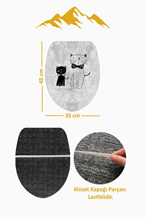 Modern Desenli Dijital Baskı 3’lü Banyo Paspas Takımı Yıkanabilir Kaymaz Tabanlı Klozet Takımı KLZ0003