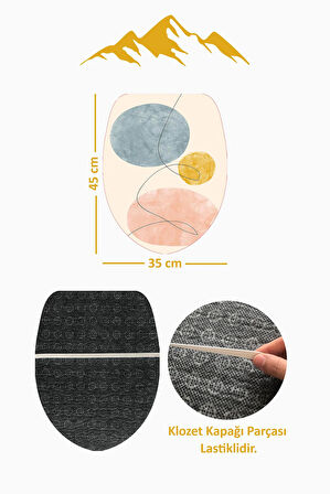 Modern Desenli Dijital Baskı 3’lü Banyo Paspas Takımı Yıkanabilir Kaymaz Tabanlı Klozet Takımı KLZ0005