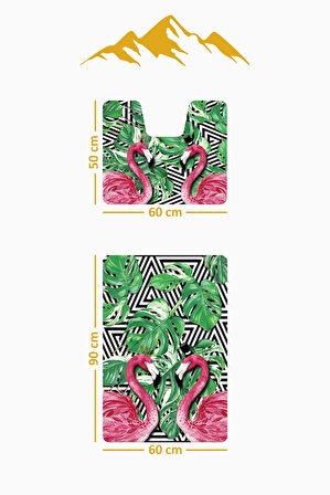 Modern Desenli Dijital Baskı 3’lü Banyo Paspas Takımı Yıkanabilir Kaymaz Tabanlı Klozet Takımı KLZ0008