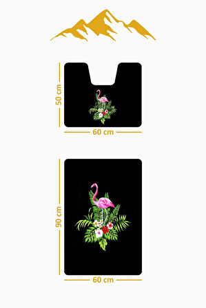 Modern Desenli Dijital Baskı 3’lü Banyo Paspas Takımı Yıkanabilir Kaymaz Tabanlı Klozet Takımı KLZ0009