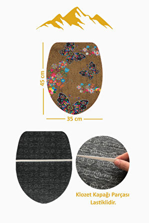 Modern Desenli Dijital Baskı 3’lü Banyo Paspas Takımı Yıkanabilir Kaymaz Tabanlı Klozet Takımı KLZ0010