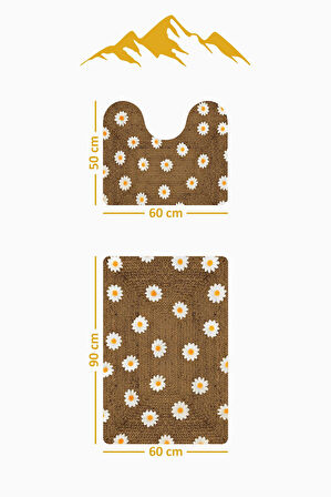 Modern Desenli Dijital Baskı 3’lü Banyo Paspas Takımı Yıkanabilir Kaymaz Tabanlı Klozet Takımı KLZ0012