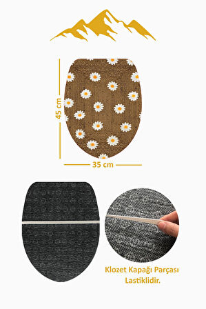 Modern Desenli Dijital Baskı 3’lü Banyo Paspas Takımı Yıkanabilir Kaymaz Tabanlı Klozet Takımı KLZ0012